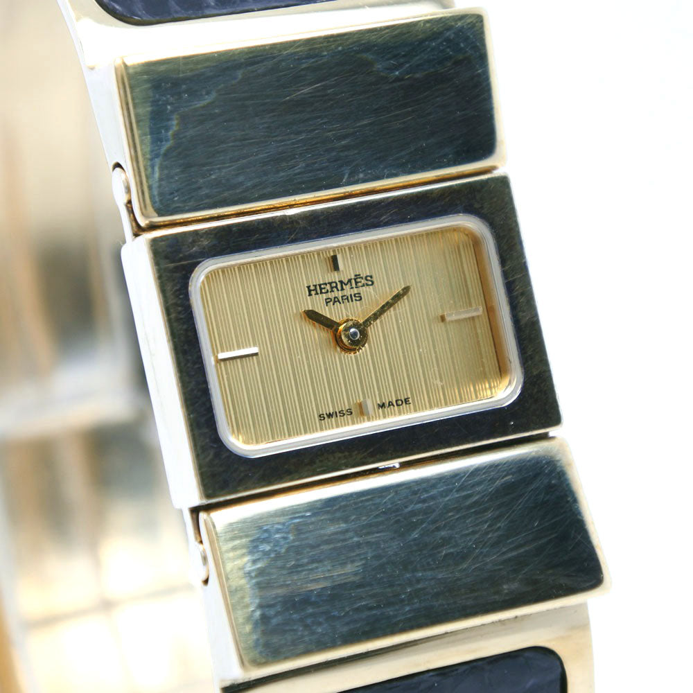 HERMES Watches Quartz L01.201 Plated Gold , Leather gold Location gold dial Women Used Authentic