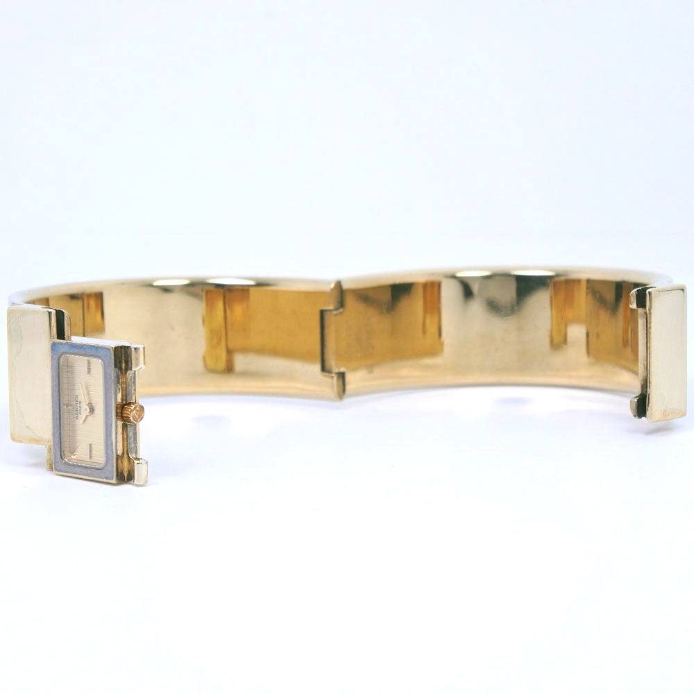 HERMES Watches Quartz L01.201 Plated Gold , Leather gold Location gold dial Women Used Authentic