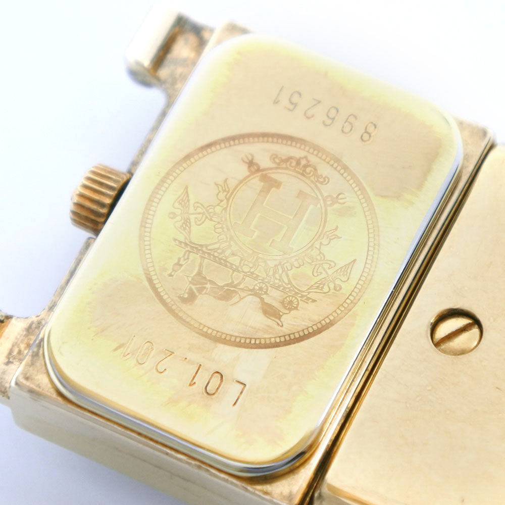 HERMES Watches Quartz L01.201 Plated Gold , Leather gold Location gold dial Women Used Authentic