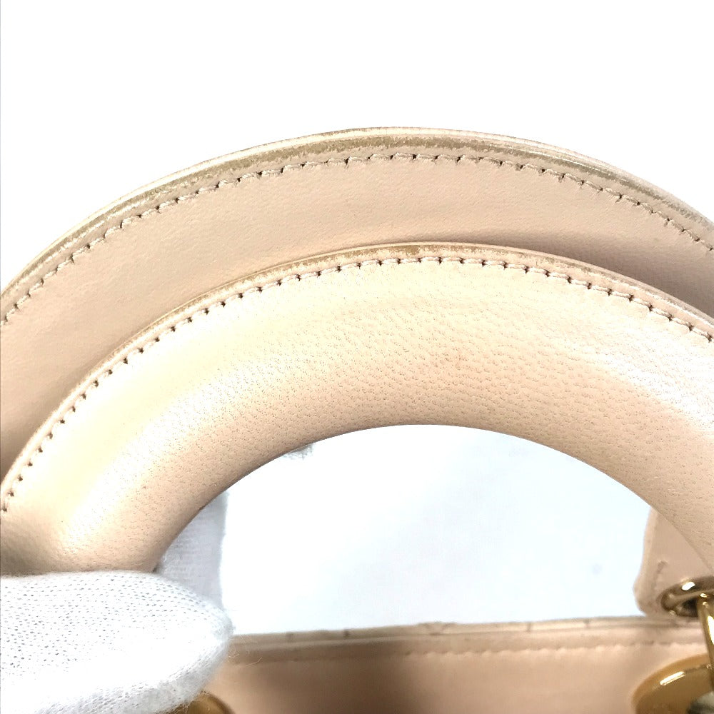 Dior Handbag leather beige Shoulder Bag Crossbody bag Lady Dior Women Used Authentic