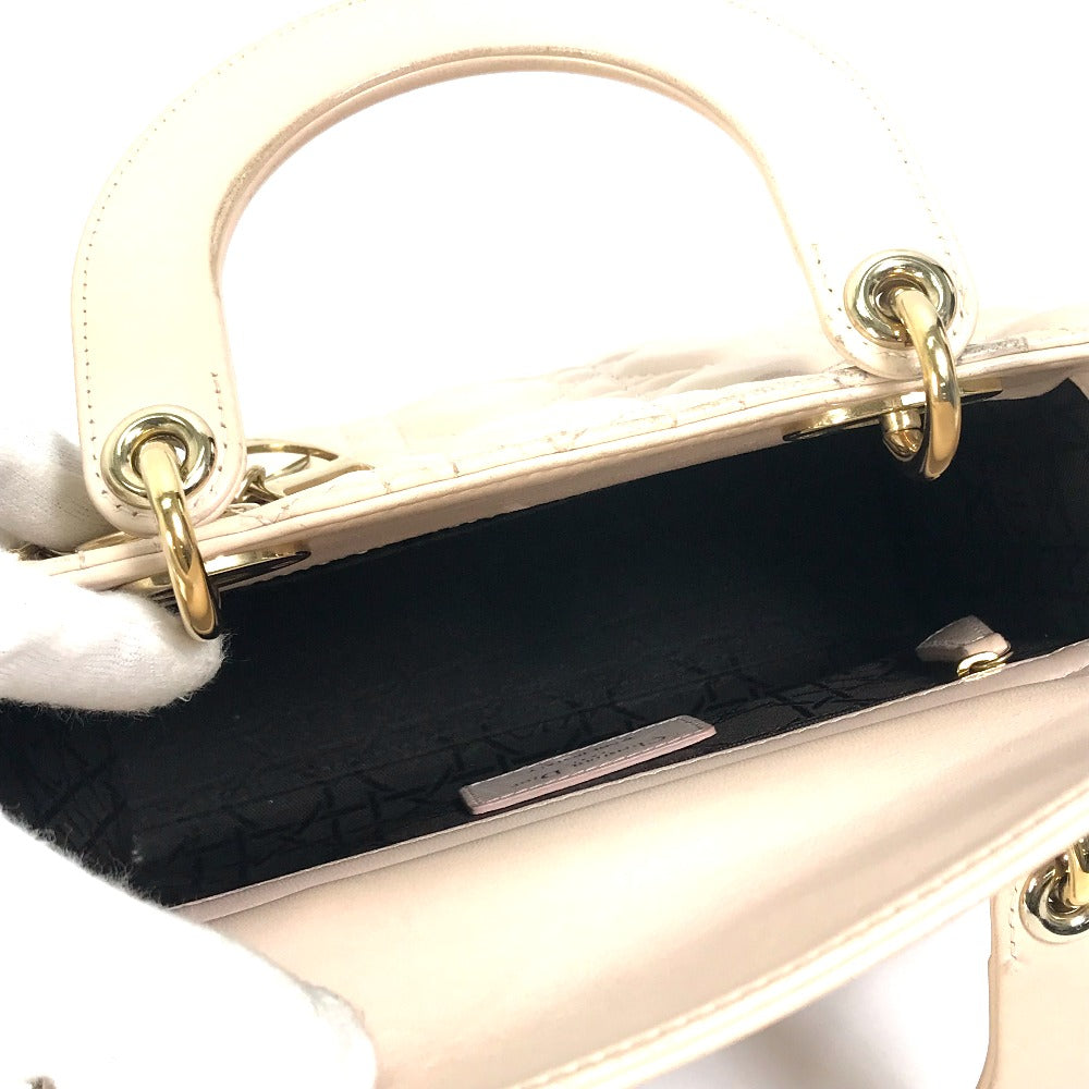 Dior Handbag leather beige Shoulder Bag Crossbody bag Lady Dior Women Used Authentic