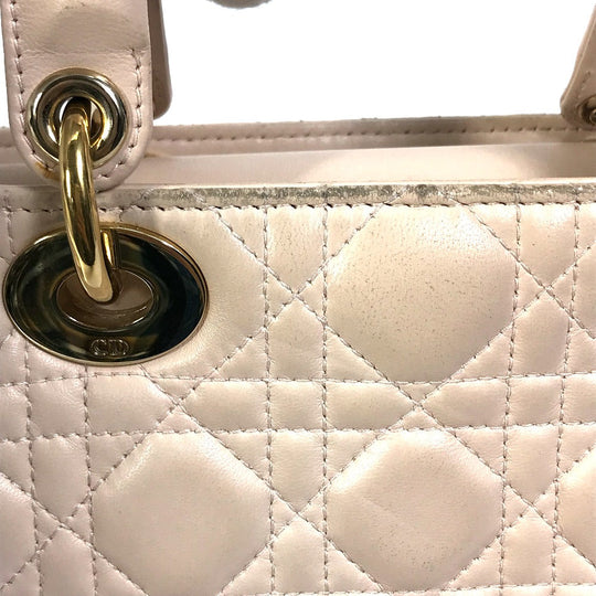 Dior Handbag leather beige Shoulder Bag Crossbody bag Lady Dior Women Used Authentic