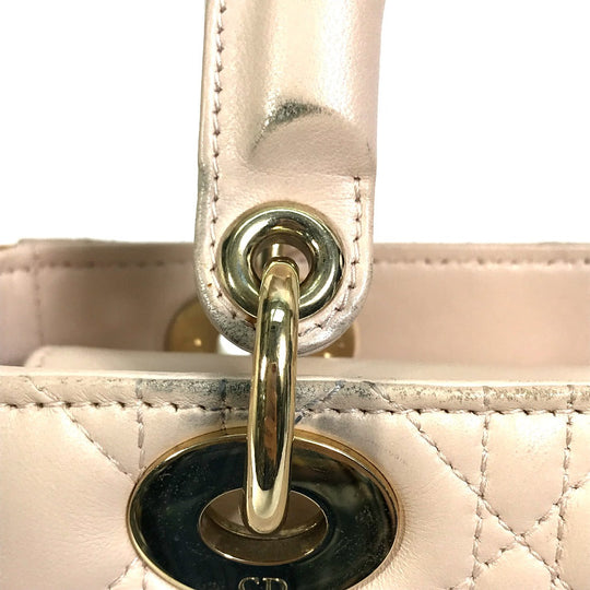 Dior Handbag leather beige Shoulder Bag Crossbody bag Lady Dior Women Used Authentic