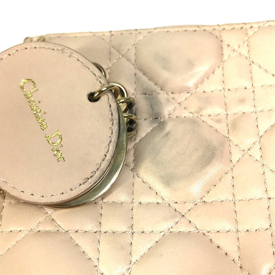 Dior Handbag leather beige Shoulder Bag Crossbody bag Lady Dior Women Used Authentic