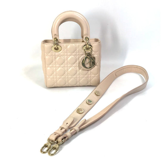 Dior Handbag leather beige Shoulder Bag Crossbody bag Lady Dior Women Used Authentic