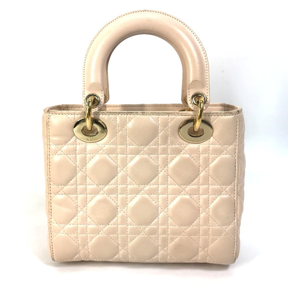Dior Handbag leather beige Shoulder Bag Crossbody bag Lady Dior Women Used Authentic