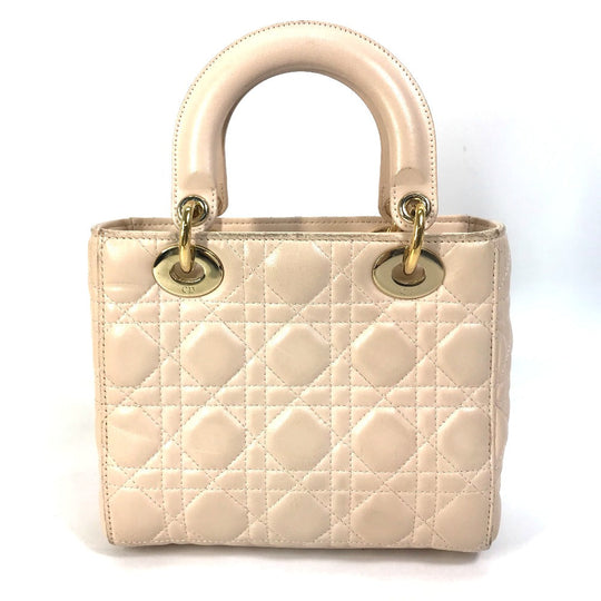 Dior Handbag leather beige Shoulder Bag Crossbody bag Lady Dior Women Used Authentic