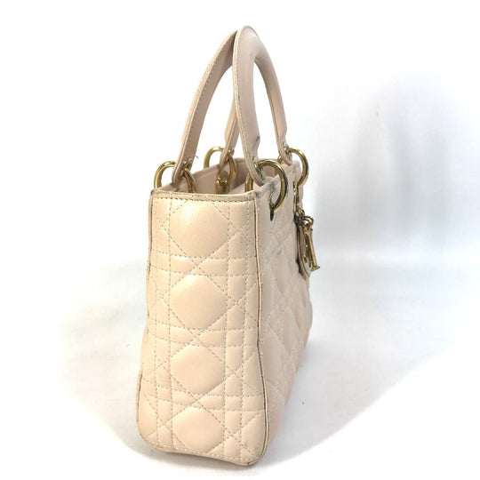 Dior Handbag leather beige Shoulder Bag Crossbody bag Lady Dior Women Used Authentic