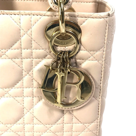 Dior Handbag leather beige Shoulder Bag Crossbody bag Lady Dior Women Used Authentic