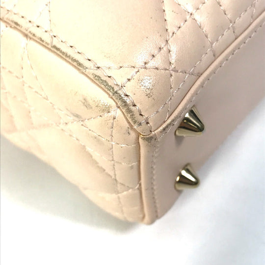 Dior Handbag leather beige Shoulder Bag Crossbody bag Lady Dior Women Used Authentic