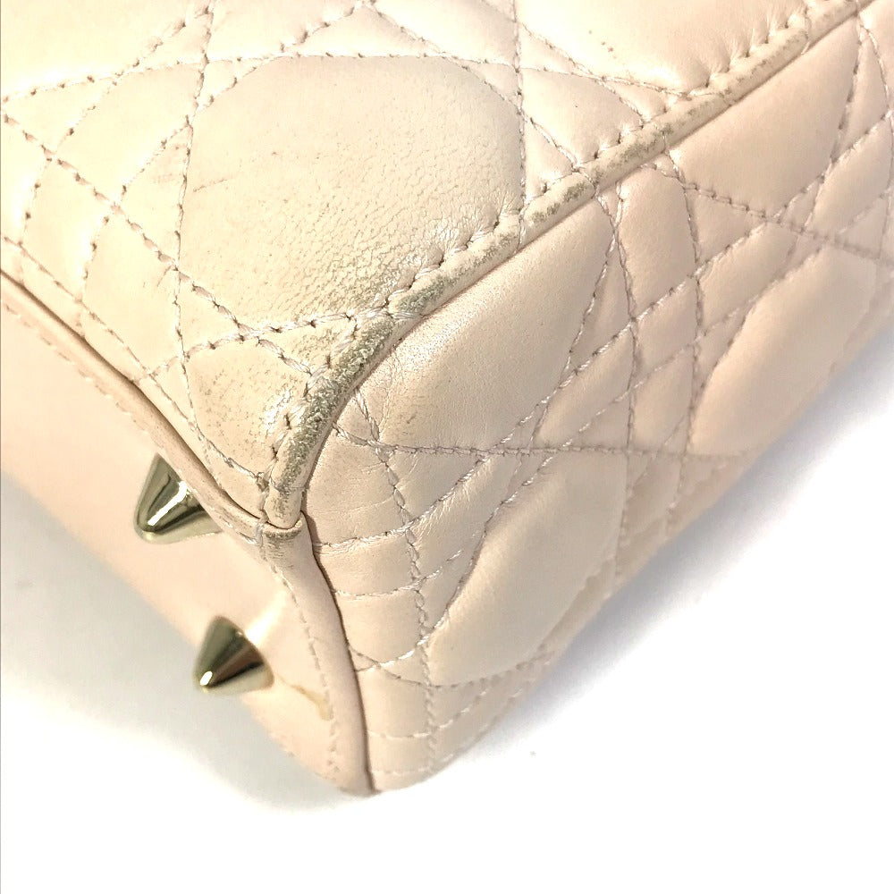 Dior Handbag leather beige Shoulder Bag Crossbody bag Lady Dior Women Used Authentic