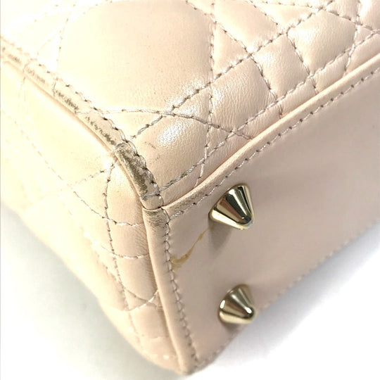 Dior Handbag leather beige Shoulder Bag Crossbody bag Lady Dior Women Used Authentic