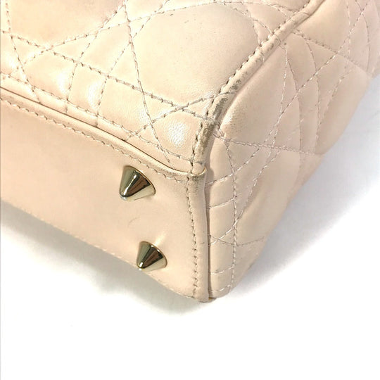 Dior Handbag leather beige Shoulder Bag Crossbody bag Lady Dior Women Used Authentic