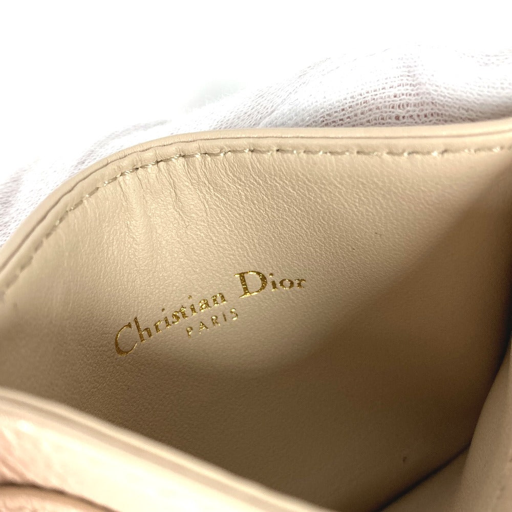 Dior Card Case leather beige Canage CARO Women Used Authentic