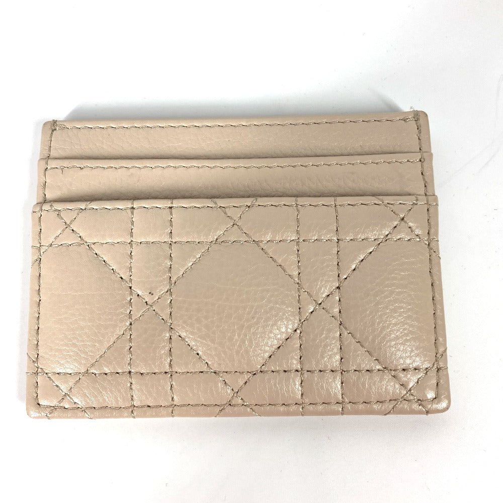 Dior Card Case leather beige Canage CARO Women Used Authentic