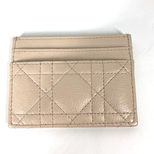 Dior Card Case leather beige Canage CARO Women Used Authentic