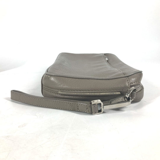 Dior business bag leather gray Pouch logo mens Used Authentic