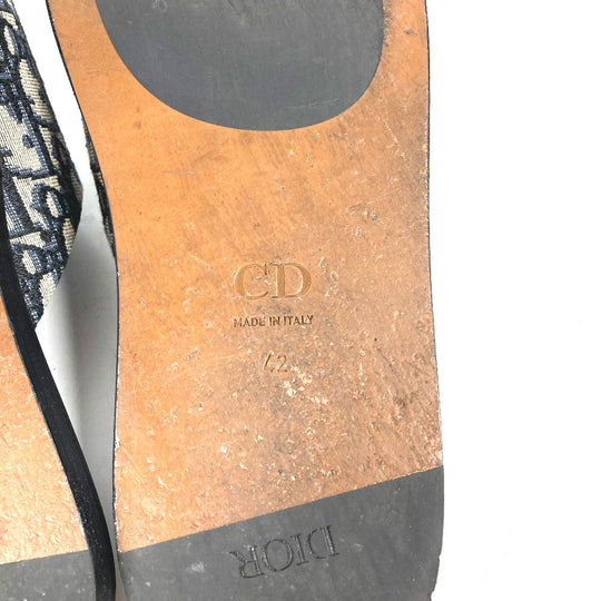 Dior Sandals 3SA097ZJU96142 Canvas / leather Navy Oblique slippers mens(Unisex) 42 Used Authentic