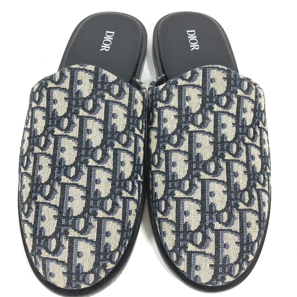 Dior Sandals 3SA097ZJU96142 Canvas / leather Navy Oblique slippers mens(Unisex) 42 Used Authentic
