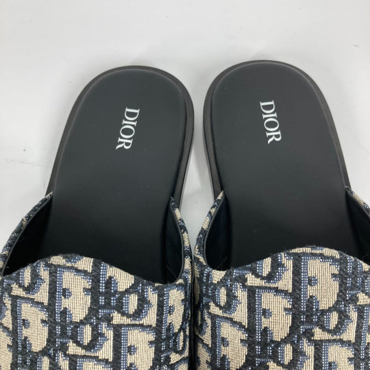 Dior Sandals 3SA097ZJU96142 Canvas / leather Navy Oblique slippers mens(Unisex) 42 Used Authentic