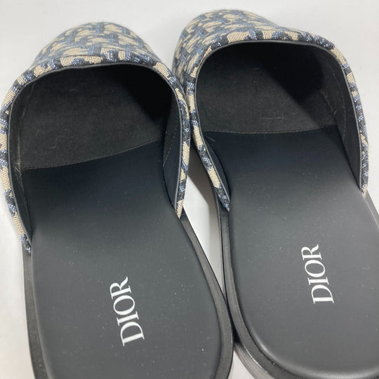 Dior Sandals 3SA097ZJU96142 Canvas / leather Navy Oblique slippers mens(Unisex) 42 Used Authentic