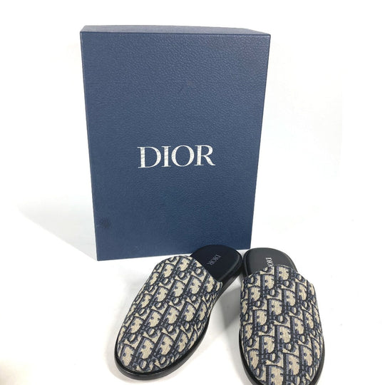 Dior Sandals 3SA097ZJU96142 Canvas / leather Navy Oblique slippers mens(Unisex) 42 Used Authentic