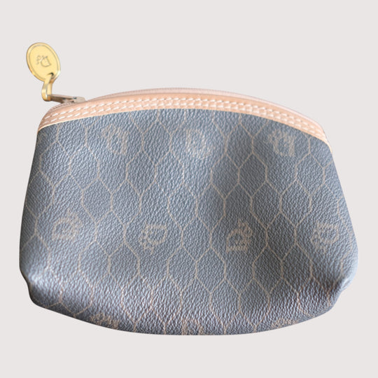 Dior Toiletry Pouch Blue Monogram Leather Unisex Vintage Cosmetic Bag Clutch Handbag