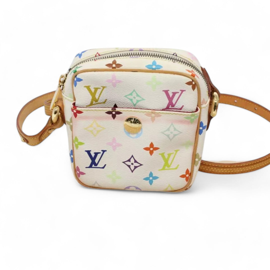 Louis Vuitton Monogram Canvas Shoulder Bag White Multicolor Women's Handbag