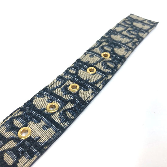 Dior belt Jacquard Navy oblique saddle Women 70 Used Authentic