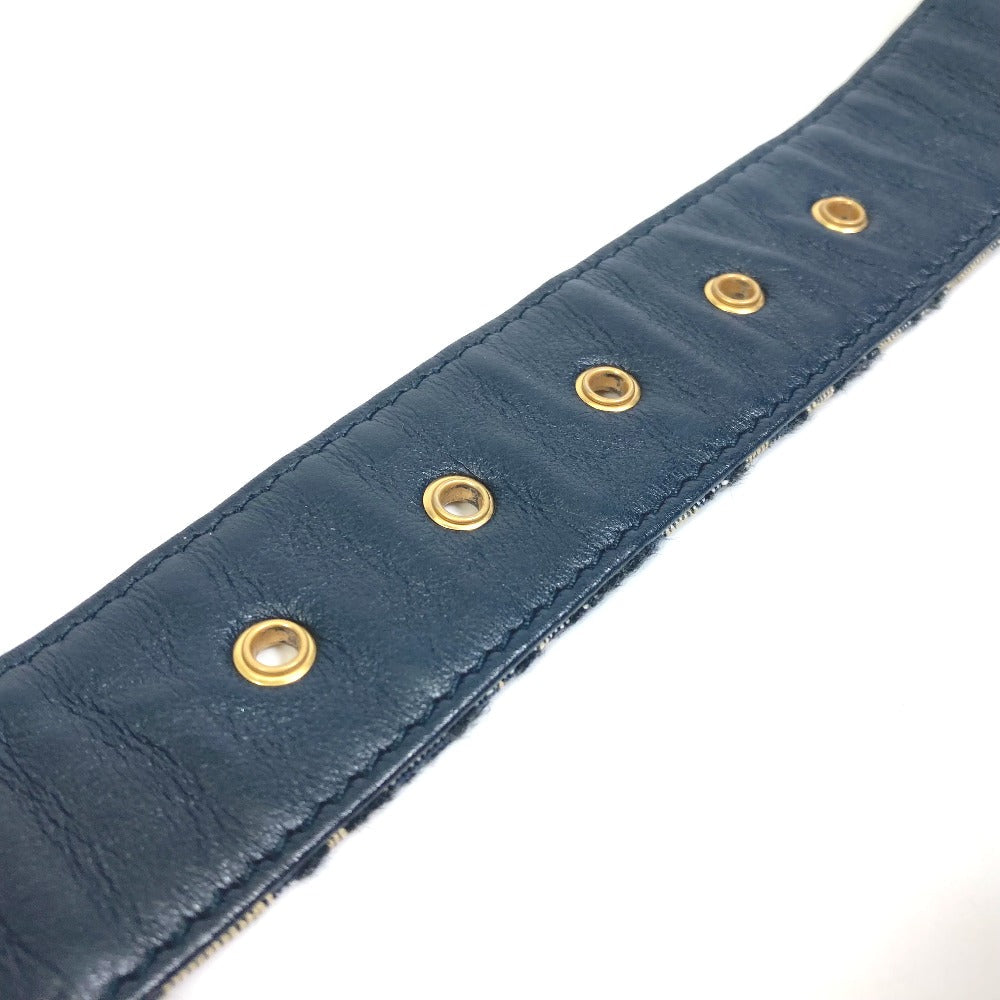 Dior belt Jacquard Navy oblique saddle Women 70 Used Authentic