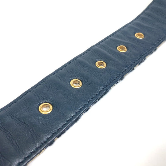 Dior belt Jacquard Navy oblique saddle Women 70 Used Authentic