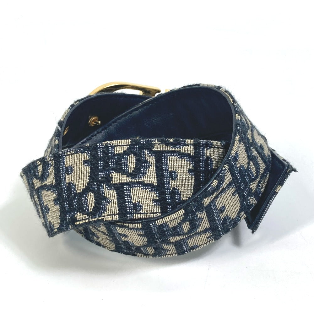Dior belt Jacquard Navy oblique saddle Women 70 Used Authentic