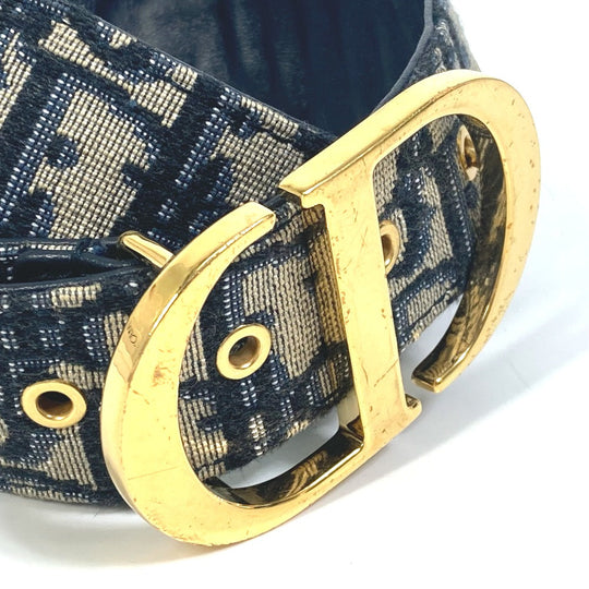 Dior belt Jacquard Navy oblique saddle Women 70 Used Authentic