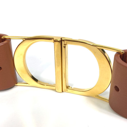 Dior belt leather Brown CD logo SADDLE saddle Women 70 Used Authentic