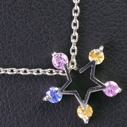 STAR JEWELRY Necklace Pt950Platinum multicolor Multi stone Star Women Used Authentic