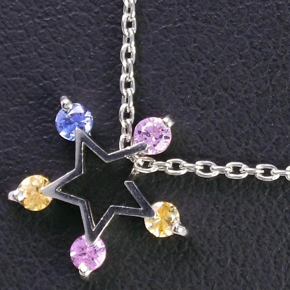 STAR JEWELRY Necklace Pt950Platinum multicolor Multi stone Star Women Used Authentic