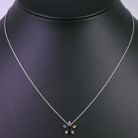 STAR JEWELRY Necklace Pt950Platinum multicolor Multi stone Star Women Used Authentic