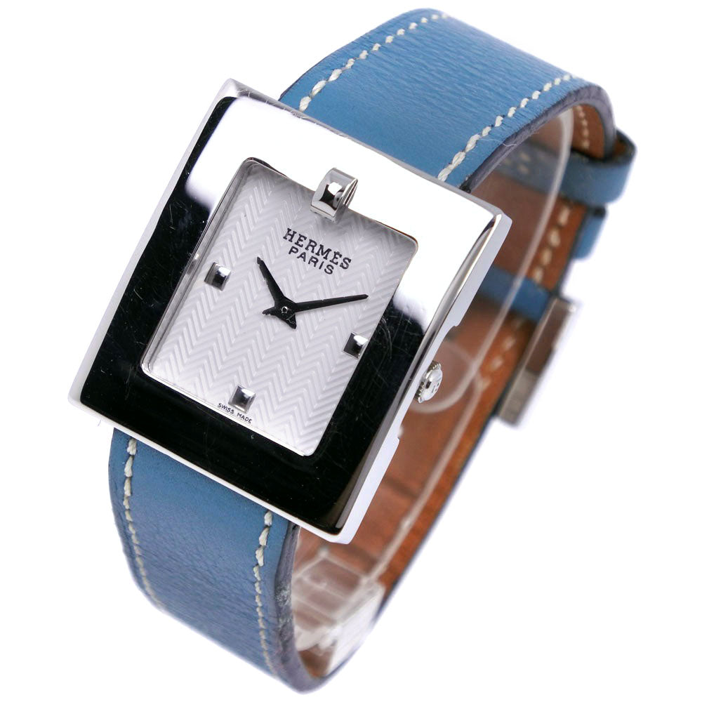 HERMES Watches Quartz BE1.210 Stainless Steel , Leather light blue Belt watch White dial Women Used Authentic