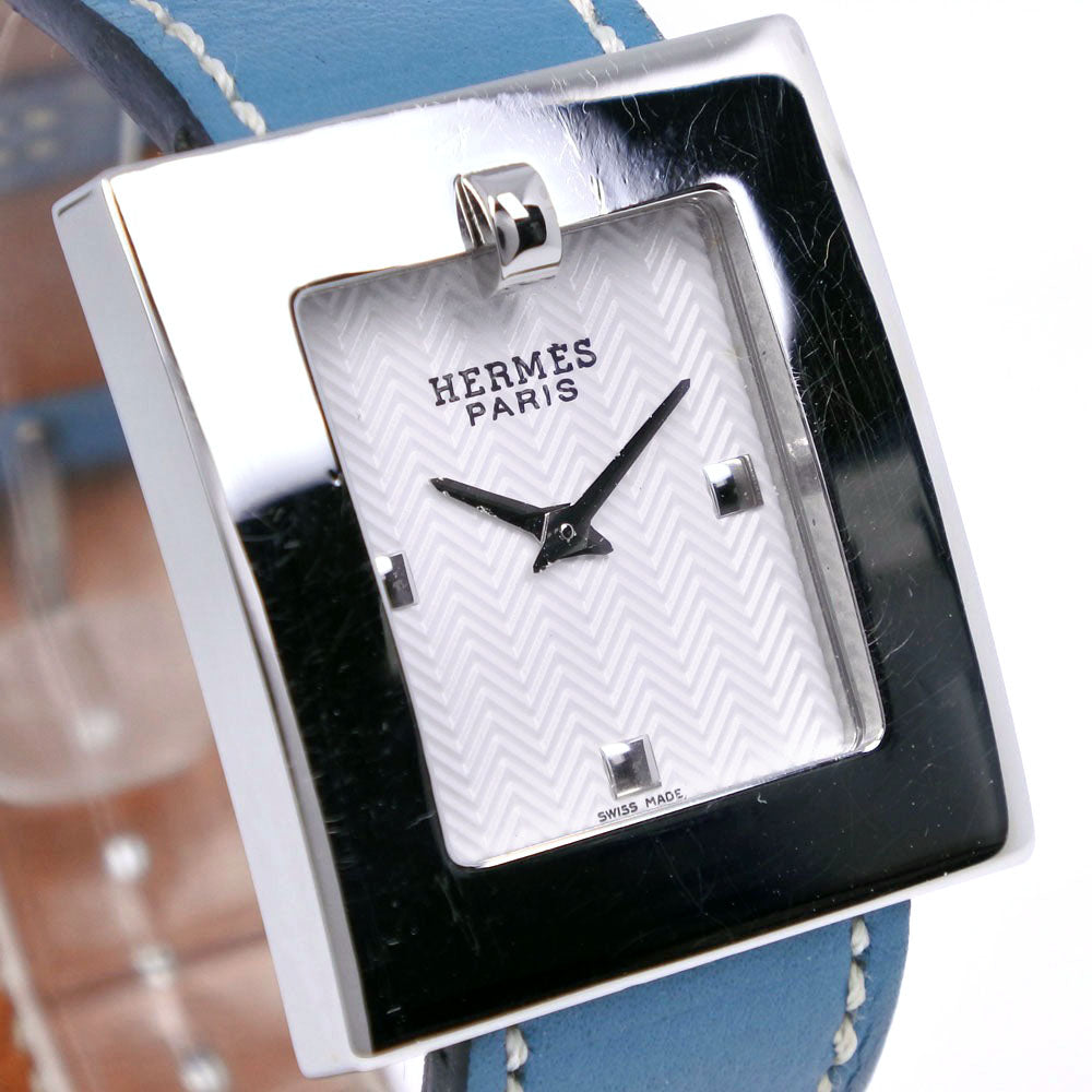 HERMES Watches Quartz BE1.210 Stainless Steel , Leather light blue Belt watch White dial Women Used Authentic