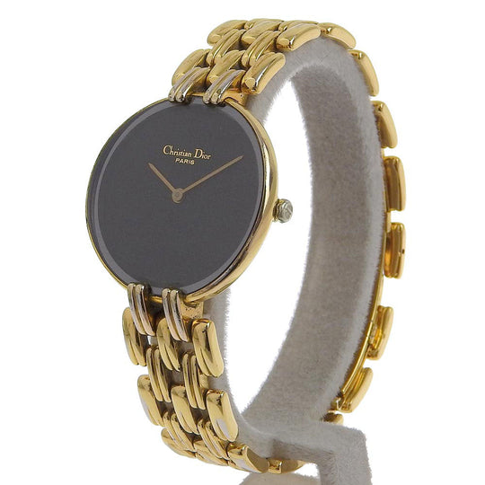 Christian Dior Watches Quartz 46.154.3 Plated Gold black Bagira black dial Women Used Authentic