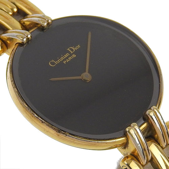 Christian Dior Watches Quartz 46.154.3 Plated Gold black Bagira black dial Women Used Authentic