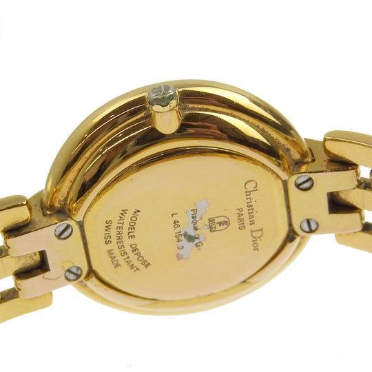 Christian Dior Watches Quartz 46.154.3 Plated Gold black Bagira black dial Women Used Authentic