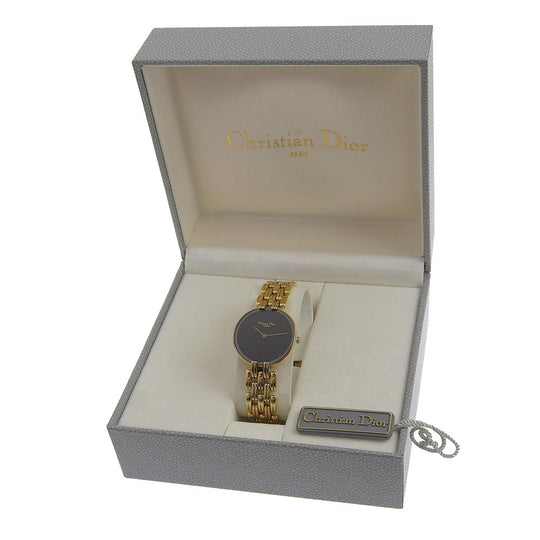 Christian Dior Watches Quartz 46.154.3 Plated Gold black Bagira black dial Women Used Authentic