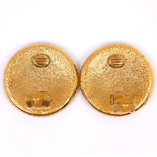 CHANEL Earring Plated Gold, Color Stone gold COCO Mark Women Used Authentic