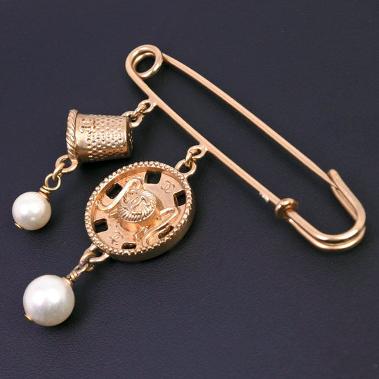 CHANEL Brooch Plated Gold, Faux Pearl gold COCO Mark Women Used Authentic
