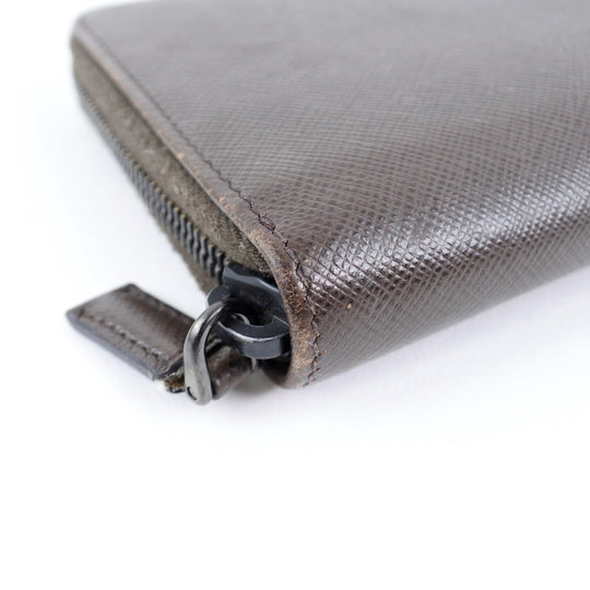 PRADA Long Wallet Purse 2ML220 Safiano Brown Brown Zip Around Women Used Authentic