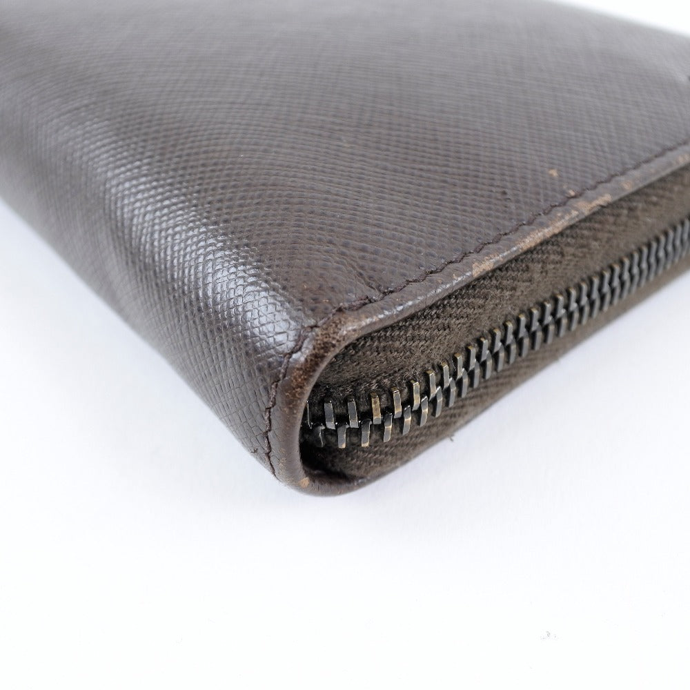 PRADA Long Wallet Purse 2ML220 Safiano Brown Brown Zip Around Women Used Authentic