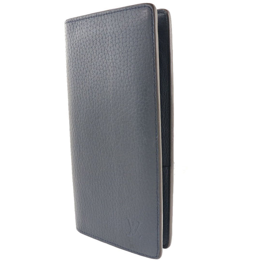 LOUIS VUITTON Long Wallet Purse M58818 Taurillon Clemence Navy blue Parnasea Portefeuille Blaza mens Used Authentic