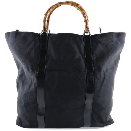 GUCCI Tote Bag 002-2058-0412-5 Nylon canvas, leather black Bamboo bag unisex(Unisex) Used Authentic