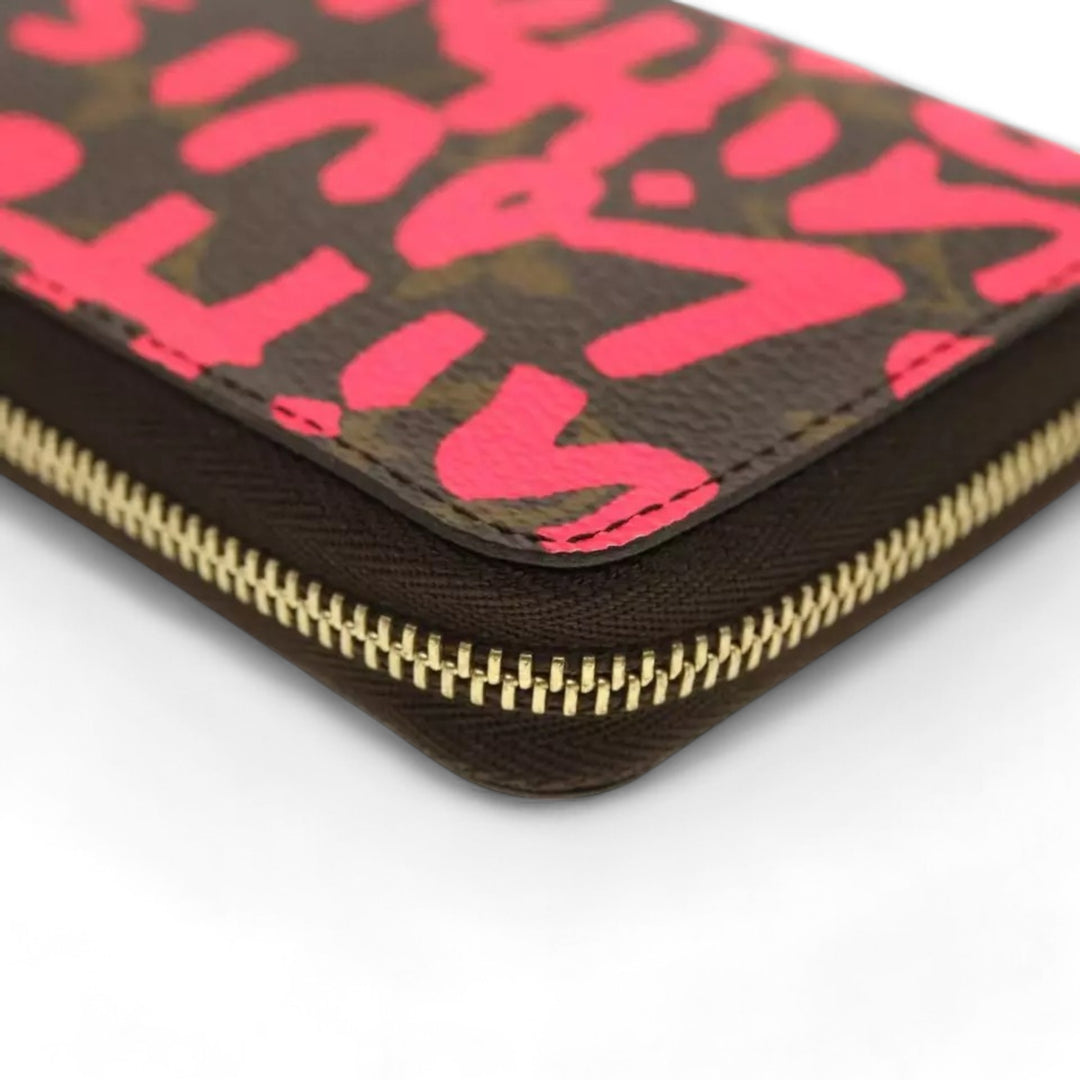 Louis Vuitton Monogram Graffiti Zippy Coin Purse Fuchsia Women's Wallet Brown Pink